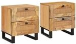 vidaXL Nachttisch 2 Stk Natur 40 x 33,5 x 46 cm Massivholz Mango 4018043