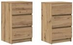 vidaXL Nachttische mit 3 Schubladen 2 Stk, Artisan-Eiche 39x35x65 cm 861354