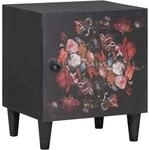 vidaXL Nachttisch mit T&uuml;r Schwarz 40 x 33 x 46 cm Massivholz Mango 4018696