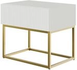 Selsey Nachttisch Veldio Rillenfront Goldfarbenes Gestell Wei&szlig; 50 cm