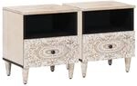 vidaXL Bettkasten 2 Stk Wei&szlig; 40 x 33 x 46 cm Massivholz Mango 4018375