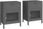 vidaXL Nachttische 2 Stk Anthrazit 40x30x54,5 cm Stahl und Glas
