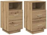 vidaXL Nachttische 2 Stk, mit 2 Schubladen Artisan-Eiche 36x36x68 cm 858595