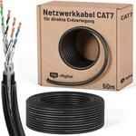 hb-digital 50m CAT 7 Erdverlegekabel Doppelmantel S/FTP PVC + LLDPE AWG23 f&uuml;r
