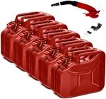 BW Kraftstoffkanister Metall Benzinkanister 5x 10 Liter mit Ausgie&szlig;er Rot RAL 3000