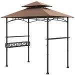 Costway Grillpavillon mit Doppeldach Seitenregalen Flaschen&ouml;ffner Braun
