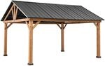 Sunjoy Gazebo Rebra Zedernholz 404 cm x 465 cm Anthrazit FSC&reg;
