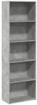 vidaXL B&uuml;cherregal Betongrau 60x30x189 cm Holzwerkstoff 857920