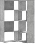 vidaXL Eck-B&uuml;cherregal 4 B&ouml;den Betongrau 85x85x140 cm Holzwerkstoff