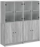 vidaXL B&uuml;cherschrank mit T&uuml;ren Grau Sonoma 136x37x142 cm Holzwerkstoff 3206529