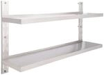 vidaXL Wandregal mit 2 Ablagen Edelstahl 150x30 cm 51049
