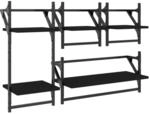 vidaXL 4-Tlg Wandregal-Set mit Stangen Schwarz Holzwerkstoff 836263