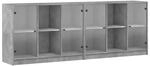 vidaXL B&uuml;cherschrank mit T&uuml;ren Betongrau 204x37x75 cm Holzwerkstoff