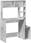 vidaXL Schreibtisch mit Regal Betongrau 100x45x140 cm Holzwerkstoff 860439