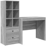 vidaXL Schreibtisch mit Schubladen 2-Tlg Graues Sonoma 3337366