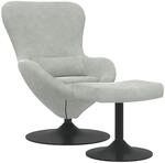vidaXL Eierstuhl mit Fu&szlig;hocker Hellgrau 63 x 73 x 90 cm Samt 42002744