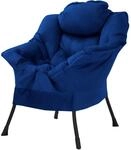 ML-Design Relaxsessel Dunkelblau mit Armlehnen Kopfkissen und Seitentasche