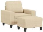 vidaXL Sessel mit Hocker Creme 60 cm Stoff 3201145