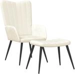 vidaXL Relaxsessel mit Hocker Cremewei&szlig; Samt 327697