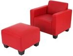 MCW Sessel mit Ottomane Moncalieri Rot