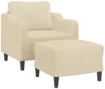 vidaXL Sessel mit Hocker Creme 60 cm Stoff 3201129