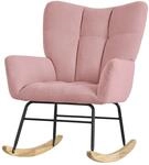 ML-Design Schaukelsessel Rosa mit Frottee-Optik Bezug Gepolsterter Schwingsessel