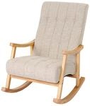 MCW Schaukelstuhl K10 Stoff/Textil Creme Gestell Braun