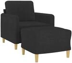 vidaXL Sessel mit Hocker Schwarz 60 cm Stoff 3201188
