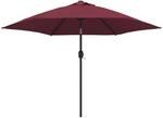 vidaXL Sonnenschirm mit LED-Beleuchtung Stahl-Mast 300 cm Bordeauxrot 313756