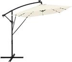 ML-Design Ampelschirm &Oslash; 330 cm Beige aus Aluminium mit LED-Solar