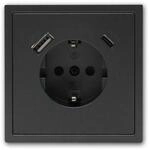 McPower Steckdose SHALLOW Anthrazit 1x USB C 18W mit Rahmen