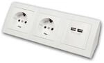McPower Steckdosenblock Flair 2-Fach 230V 2xUSB Wei&szlig;