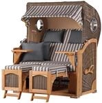 bene,iving Strandkorb Komplettset Ammersee Teak Bullauge PE Grau Modell 545