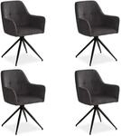 Homestyle4u 4er Set Polsterst&uuml;hle Drehbar Esszimmer in Grau 2728