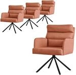 ML-Design Esszimmerst&uuml;hle Drehbar 4Er Set Orange Arm R&uuml;ckenlehne Auto-Position