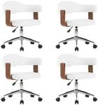 vidaXL Drehbare Esszimmerst&uuml;hle 4 Stk Wei&szlig; Bugholz und Kunstleder 3054894