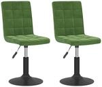 vidaXL Esszimmerst&uuml;hle 2 Stk Drehbar Dunkelgr&uuml;n Samt 335744