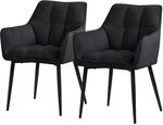 ML-Design Esszimmerst&uuml;hle 2Er Set Frotteestoff Schwarz Dickem Gepolsterter Sitz