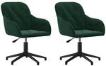 vidaXL Esszimmerst&uuml;hle 2 Stk Drehbar Dunkelgr&uuml;n Samt 3103379
