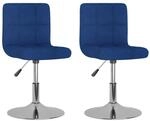 vidaXL Esszimmerst&uuml;hle 2 Stk Drehbar Blau Stoff 334213