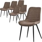 ML-Design Esszimmerst&uuml;hle 6Er Set Braun aus Kunstleder mit R&uuml;ckenlehne