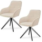 Juskys Drehstuhl Clyde mit Armlehne 2er Set Samt Beige