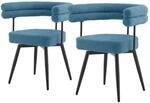 ML-Design Esszimmerst&uuml;hle Drehbar 2Er Set Blau Teddy-Stoff
