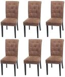 MCW Esszimmerstuhl Chesterfield II 6er-Set Stoff/Textil Braun Dunkle Beine