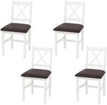 MCW Esszimmerstuhl F77 4er-Set Wei&szlig; Polster Schwarz