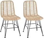 vidaXL Esszimmerstuhl 2 Stk Natur 44 x 47 x 85 cm Rattan und Eisen 42011550