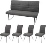 MCW Esszimmer-Set G54 5-teilig Grau-Braun Bank 160cm