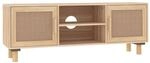 vidaXL TV-Schrank Braun 105x30x40 cm Massivholz Kief&uuml;r Natur-Rattan