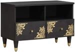 vidaXL TV-Schr&auml;nk mit Regal Schwarz 70 x 33 x 46 cm Massivholz Mango 4018809