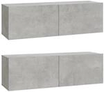 vidaXL TV-Wandschr&auml;nke 2 Stk Betongrau 100x30x30 cm Holzwerkstoff 804548